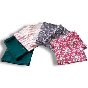 Vintage multicolored pillowcases lot - 4 pairs- stripes, solid & florals